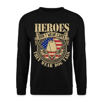 Heroes don't wear capes they wear dog tags - Unisex Sweatshirt - black - Front - Alina (178cm) & Michal (187cm)