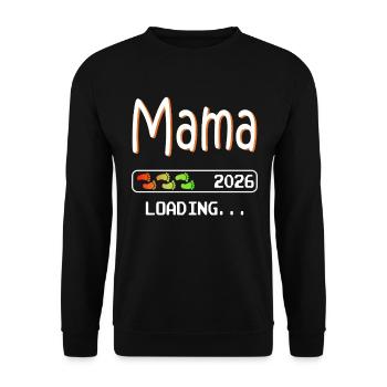 Mama 2026 loading werdende Mutter Schwangerschaft - Unisex Pullover - Schwarz - Vorne - Alina (178cm) & Michal (187cm)