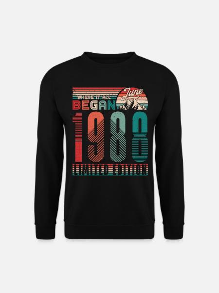 Geburtstag 1988 Jahrgang Juni Retro Geschenk - Unisex Pullover - Schwarz