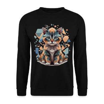 Polygon Cat Low-Poly - Unisex Sweatshirt - black - Front - Alina (178cm) & Michal (187cm)
