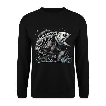 Poisson osseux maléfique des profondeurs - Sweat-shirt Unisexe - noir - Devant - Alina (178cm) & Michal (187cm)