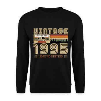1995 Vintage Geboren 1995 Vintage Geburtstagsgeschenk - Unisex Pullover - Schwarz - Vorne - Alina (178cm) & Michal (187cm)