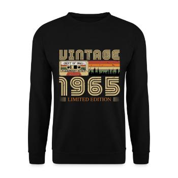 Cadeau Anniversaire 1965 - Vintage 1965 Rétro 1965 - Sweat-shirt Unisexe - noir - Devant - Alina (178cm) & Michal (187cm)