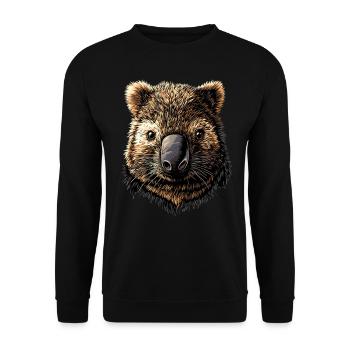 Wombat Australien Beuteltier Süßer Wombat - Unisex Pullover - Schwarz - Vorne - Alina (178cm) & Michal (187cm)