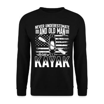 Never Underestimate An Old Man With a Kayak - Unisex Sweatshirt - black - Front - Alina (178cm) & Michal (187cm)