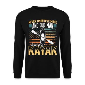 Never Underestimate An Old Man With a Kayak - Unisex Sweatshirt - black - Front - Alina (178cm) & Michal (187cm)