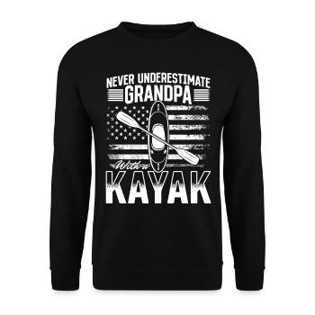 Never underestimate grandpa with a kayak - Kayaker - Unisex Sweatshirt - black - Front - Alina (178cm) & Michal (187cm)