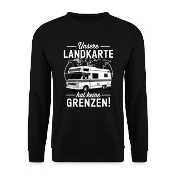 Unsere Landkarte hat keine Grenzen - Unisex Pullover - Schwarz - Vorne - Alina (178cm) & Michal (187cm)