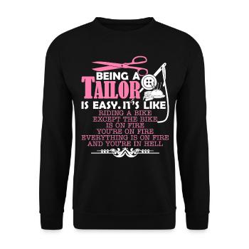 Tailor Being A Tailor Is Easy - Unisex Sweatshirt - black - Front - Alina (178cm) & Michal (187cm)