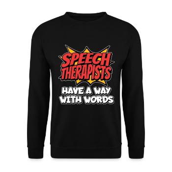 Les orthophonistes ont un moyen avec les mots Pathologie - Sweat-shirt Unisexe - noir - Devant - Alina (178cm) & Michal (187cm)