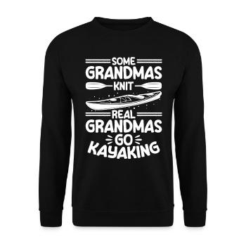 Some grandmas knit real grandmas go kayaking - Unisex Sweatshirt - black - Front - Alina (178cm) & Michal (187cm)