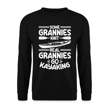 Some grannies knit real grannies go kayaking - Unisex Sweatshirt - black - Front - Alina (178cm) & Michal (187cm)