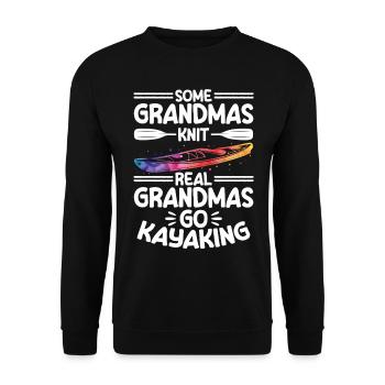 Some grandmas knit real grandmas go kayaking - Unisex Sweatshirt - black - Front - Alina (178cm) & Michal (187cm)