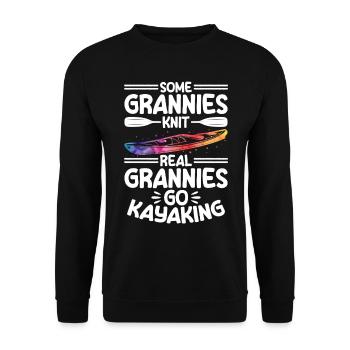 Some grannies knit real grannies go kayaking - Unisex Sweatshirt - black - Front - Alina (178cm) & Michal (187cm)