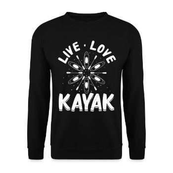 Kayaker Canoeing Kayaking Lover - Live Love Kayak - Unisex Sweatshirt - black - Front - Alina (178cm) & Michal (187cm)