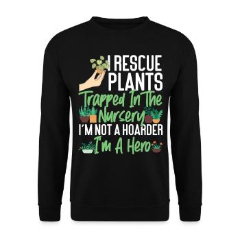 Plant Lover Gardening I Rescue - Unisex Sweatshirt - black - Front - Alina (178cm) & Michal (187cm)