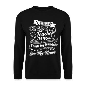3rd Grade Teacher Full Heart - Unisex Sweatshirt - black - Front - Alina (178cm) & Michal (187cm)