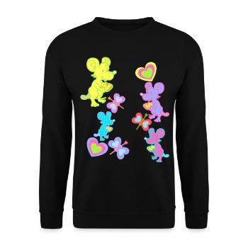 Maus Mäuse Retro Vintage old school Kinder - Unisex Pullover - Schwarz - Vorne - Alina (178cm) & Michal (187cm)
