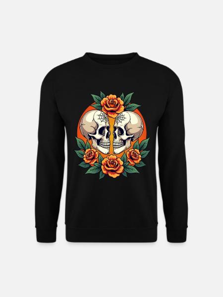 Dødningehoveder og blomster Mørk Æstetisk Blomster - Unisex sweater - sort