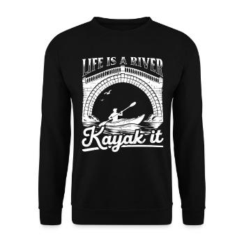 Watersports Kayaking - Life is a river Kayak it - Unisex Pullover - Schwarz - Vorne - Alina (178cm) & Michal (187cm)