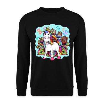 Summer Hippie Unicorn Unicorns Horse Horses - Unisex Sweatshirt - black - Front - Alina (178cm) & Michal (187cm)
