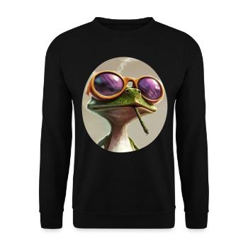 Cartoon frog smoking weed: Psychedelic croak - Unisex Sweatshirt - black - Front - Alina (178cm) & Michal (187cm)