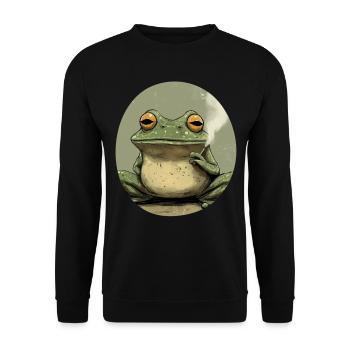 Pot-smoking frog laughs: weed and croak - Unisex Sweatshirt - black - Front - Alina (178cm) & Michal (187cm)