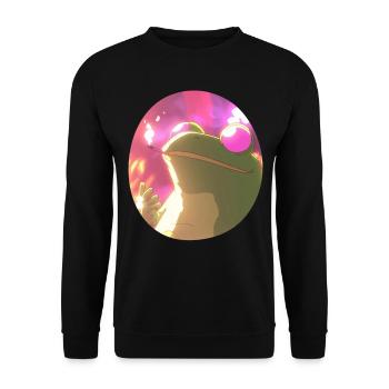Cartoon frog smoking weed: Weed and croaking party - Unisex Sweatshirt - black - Front - Alina (178cm) & Michal (187cm)