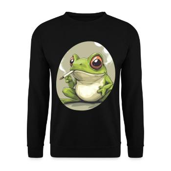 Frog Prince smokes weed heavily: Cannabis and croak - Unisex Sweatshirt - black - Front - Alina (178cm) & Michal (187cm)