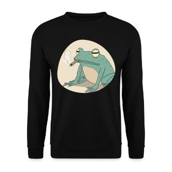Funny frog smokes pot: pure cannabis and croak - Unisex Sweatshirt - black - Front - Alina (178cm) & Michal (187cm)
