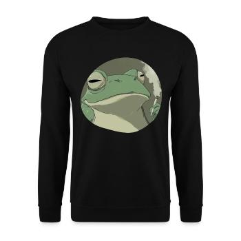 Stoner frog smokes: Funny cannabis croak - Unisex Sweatshirt - black - Front - Alina (178cm) & Michal (187cm)