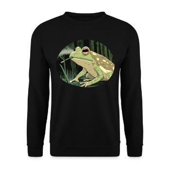 Pot-smoking frog croaks: Cannabis, Weed, Fun - Unisex Sweatshirt - black - Front - Alina (178cm) & Michal (187cm)