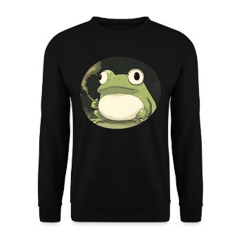 Meditating frog smokes pot: Zen and cannabis - Unisex Sweatshirt - black - Front - Alina (178cm) & Michal (187cm)