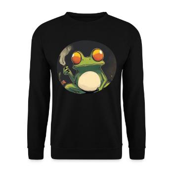 Funny Frog Prince fume de l’herbe : charlatan et cannabis - Sweat-shirt Unisexe - noir - Devant - Alina (178cm) & Michal (187cm)