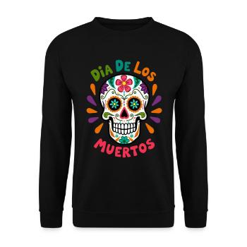 Totenkopf Mexico Día de los Muertos Skull - Unisex Pullover - Schwarz - Vorne - Alina (178cm) & Michal (187cm)