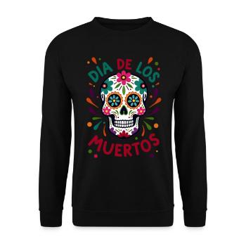 Totenkopf Mexico Día de los Muertos Skull - Unisex Pullover - Schwarz - Vorne - Alina (178cm) & Michal (187cm)