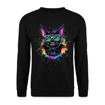 Fledermaus Flughund Vampir Bat Süße Fledemäuse - Unisex Pullover - Schwarz - Vorne - Alina (178cm) & Michal (187cm)