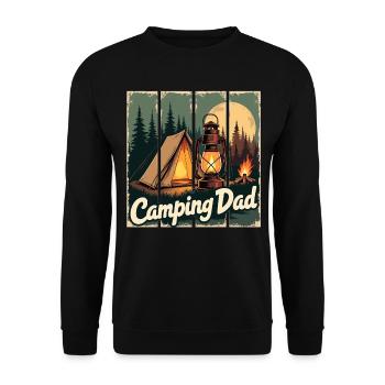 Camping Dad – Lagerfeuer & Natur - Unisex Pullover - Schwarz - Vorne - Alina (178cm) & Michal (187cm)
