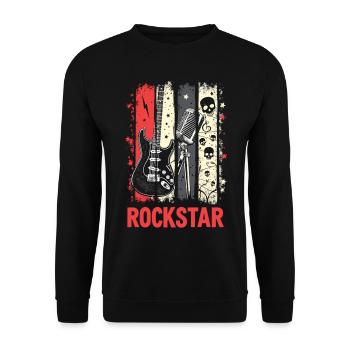 Rocker Shirt – Retro Rock Music Motif - Unisex Sweatshirt - black - Front - Alina (178cm) & Michal (187cm)
