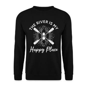 Canoeing Kayaking Lover - The river is my happy - Unisex Sweatshirt - black - Front - Alina (178cm) & Michal (187cm)
