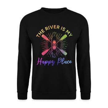 Kayaking Lover Kayaker - The river is my happy - Unisex Sweatshirt - black - Front - Alina (178cm) & Michal (187cm)
