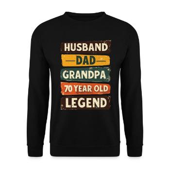 70th birthday man 70 years old 70s 70s grandpa - Unisex Sweatshirt - black - Front - Alina (178cm) & Michal (187cm)