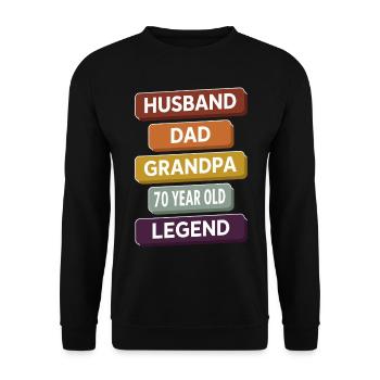 70th birthday man 70 years old 70s 70s grandpa - Unisex Sweatshirt - black - Front - Alina (178cm) & Michal (187cm)