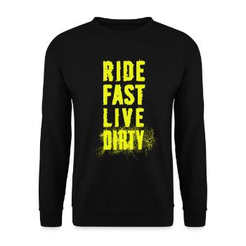 RIDE FAST LIVE DIRTY – MOUNTAIN BIKE - MOTOCROSS - Unisex Sweatshirt - black - Front - Alina (178cm) & Michal (187cm)