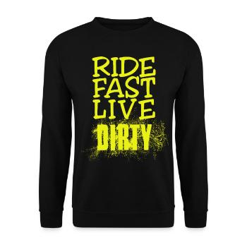 RIDE FAST LIVE DIRTY – MOUNTAIN BIKE - MOTOCROSS - Unisex Sweatshirt - black - Front - Alina (178cm) & Michal (187cm)