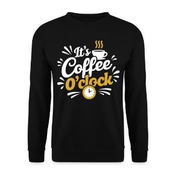 It's Coffee O'Clock – Kaffeeliebe - Unisex Pullover - Schwarz - Vorne - Alina (178cm) & Michal (187cm)