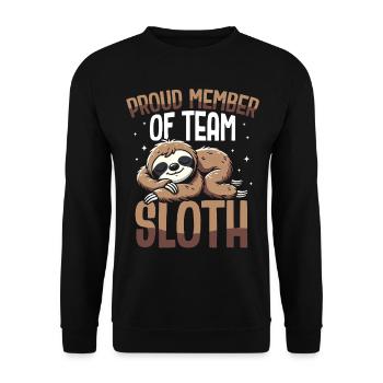 Fier membre de l’équipe Sloth Faultier - Sweat-shirt Unisexe - noir - Devant - Alina (178cm) & Michal (187cm)