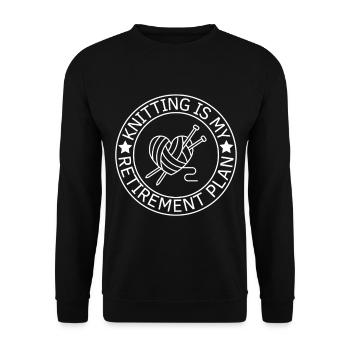 Rentner Stricken ist mein Ruhestandsplan - Unisex Pullover - Schwarz - Vorne - Alina (178cm) & Michal (187cm)