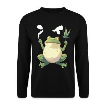 Grenouille avec joint et feuille de cannabis - Weed Frog - Sweat-shirt Unisexe - noir - Devant - Alina (178cm) & Michal (187cm)
