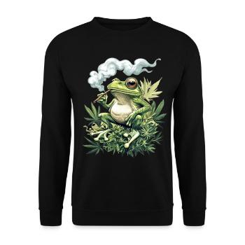 Grenouille avec joint - Grenouille de mauvaises herbes fumante - Sweat-shirt Unisexe - noir - Devant - Alina (178cm) & Michal (187cm)